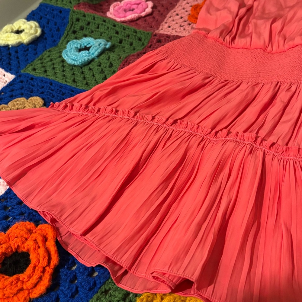 Ramy Brook Coral Ruched-Sleeve Tiered Mini Dress - Picture 10 of 10